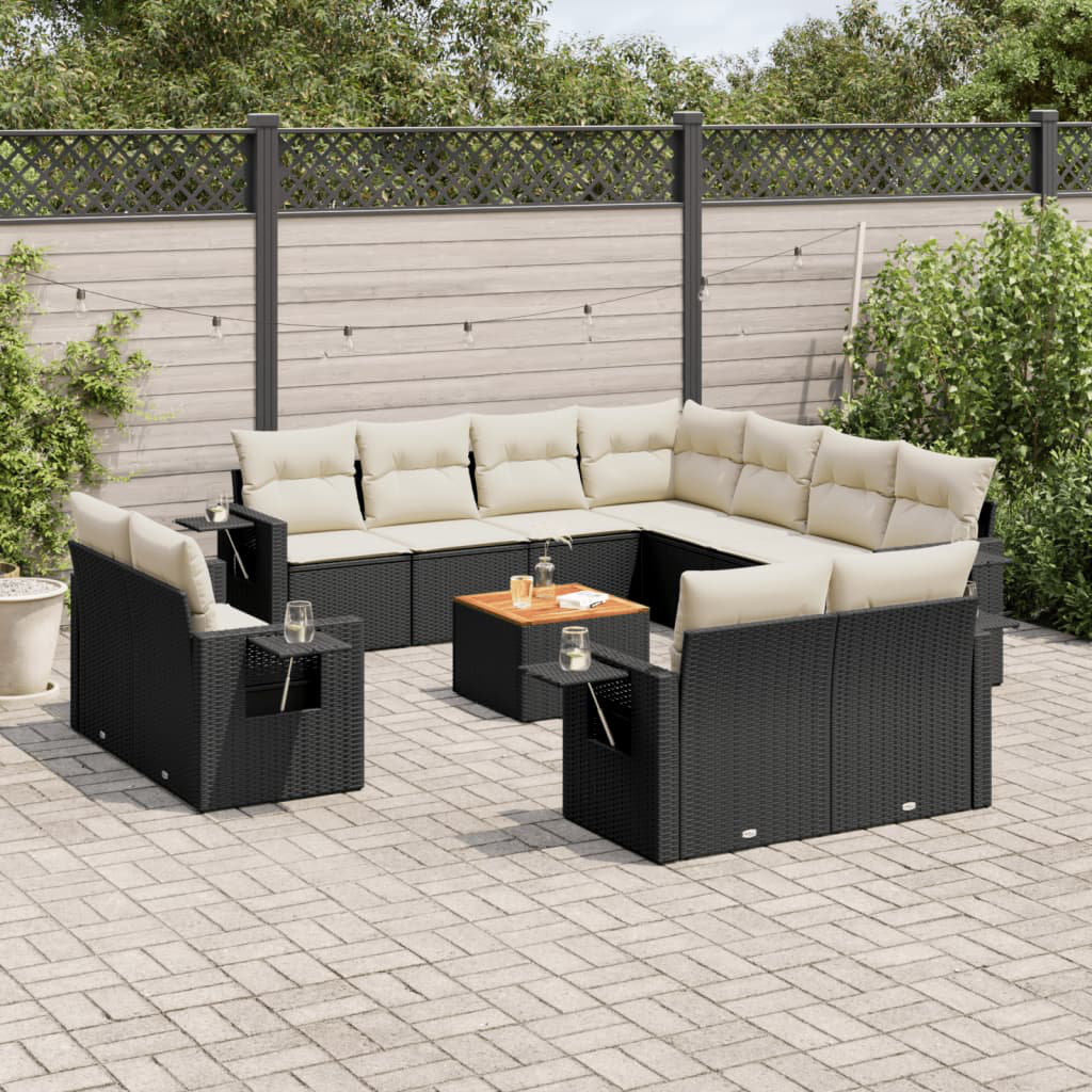 Vidaxl 12-Tlg. Garten-Sofagarnitur Mit Kissen Beige Polyrattan