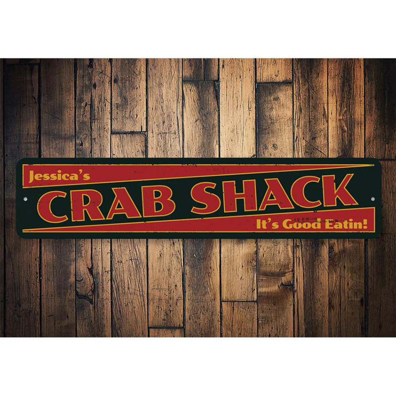 Enseigne de crabe en métal, H 6 po x l 24 po x P 0,06 po