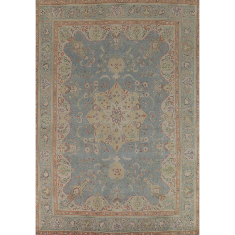Tapis traditionnel bleu rétro 10 x 13