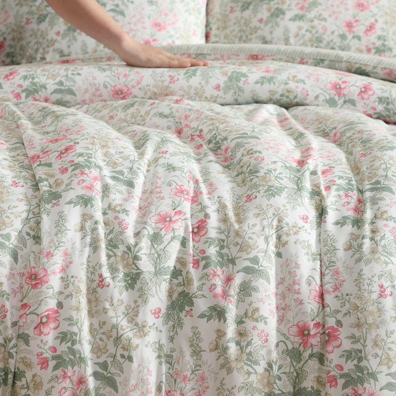 Laura Ashley Arden Floral Pink Comforter Bonus Set, 5, Twin Comforter + 4 Additional Pieces