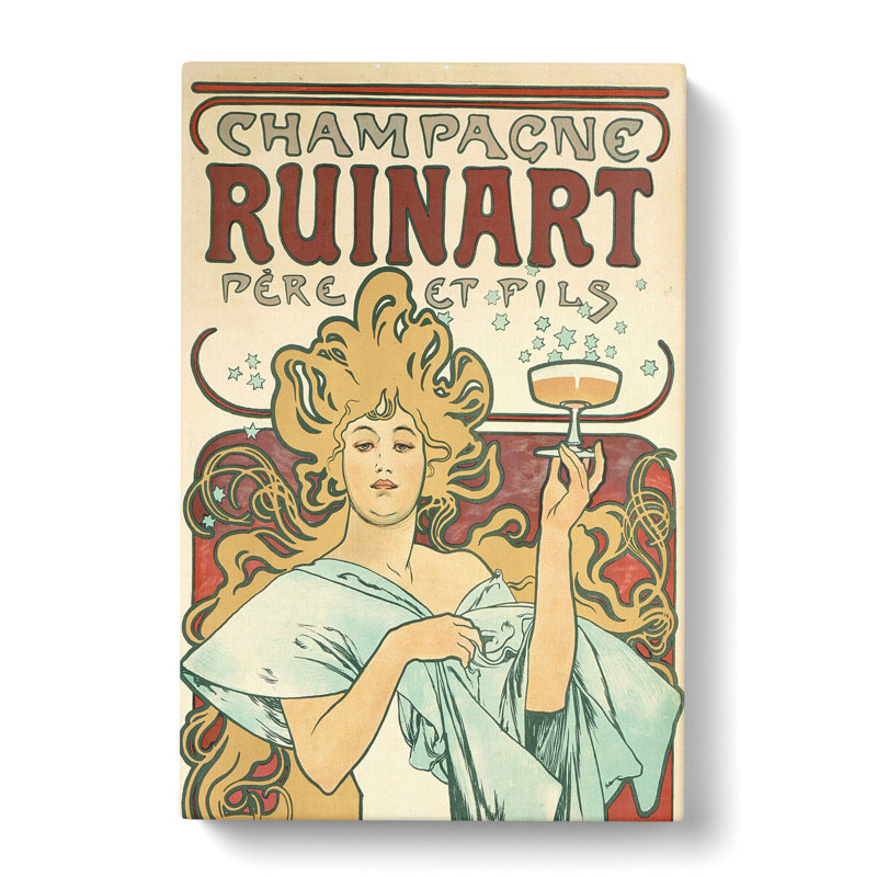 Champagne Ruinart Vol.1 by Alphonse Mucha - Wrapped Canvas Painting, 60cm H x 40cm W x 3cm D