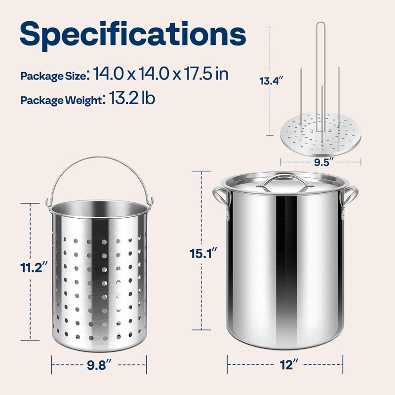 30 pte Friteuse à dinde en acier inoxydable avec panier
