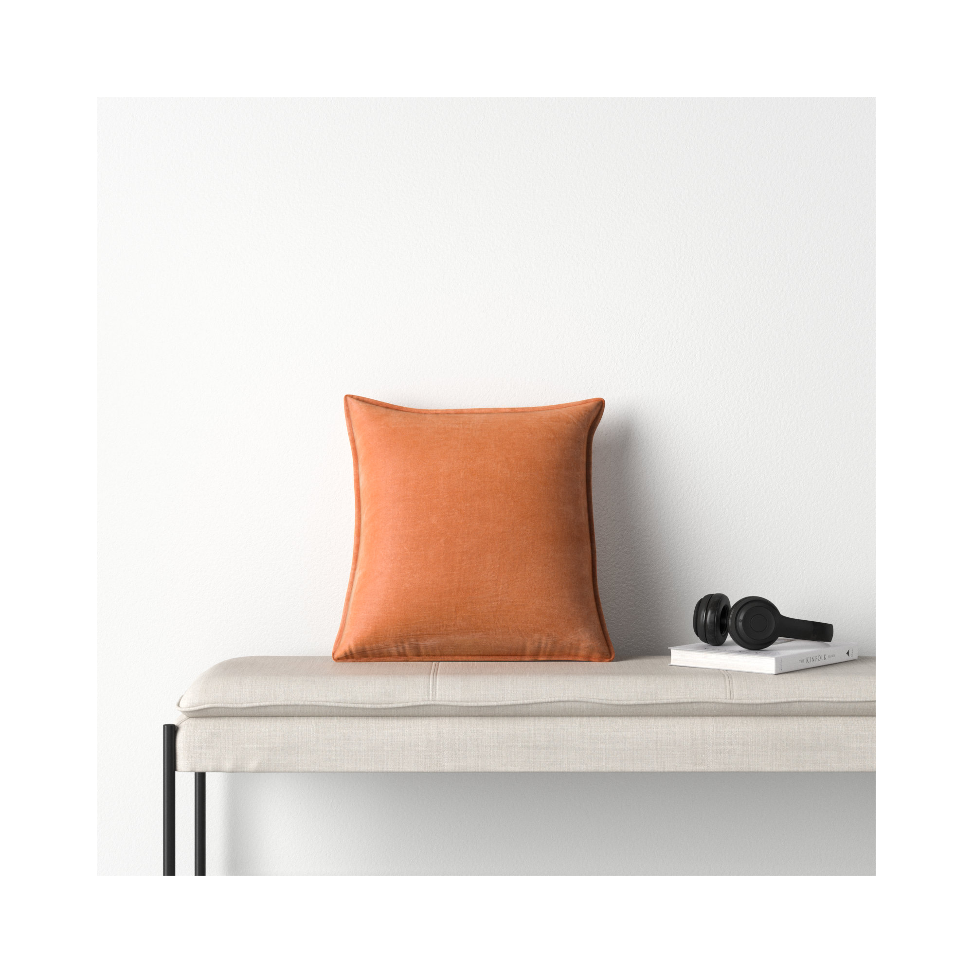 Edgar 100% Cotton Throw Pillow, Camel, Polyester/Polyfill, 22"H x 22"W