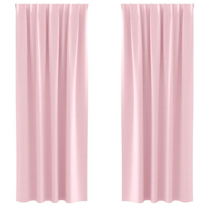Curtains With Curtains 2 Pcs Polyester, Baby pink, 140cm Width x 260cm Drop