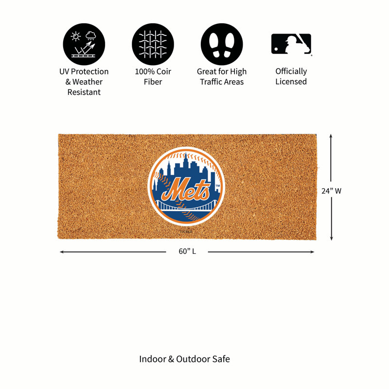 Très grand tapis couleur coco 60 po x 24 po New York Mets