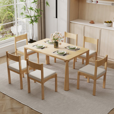 7-piece Dining Table Set With Upholstered Seats