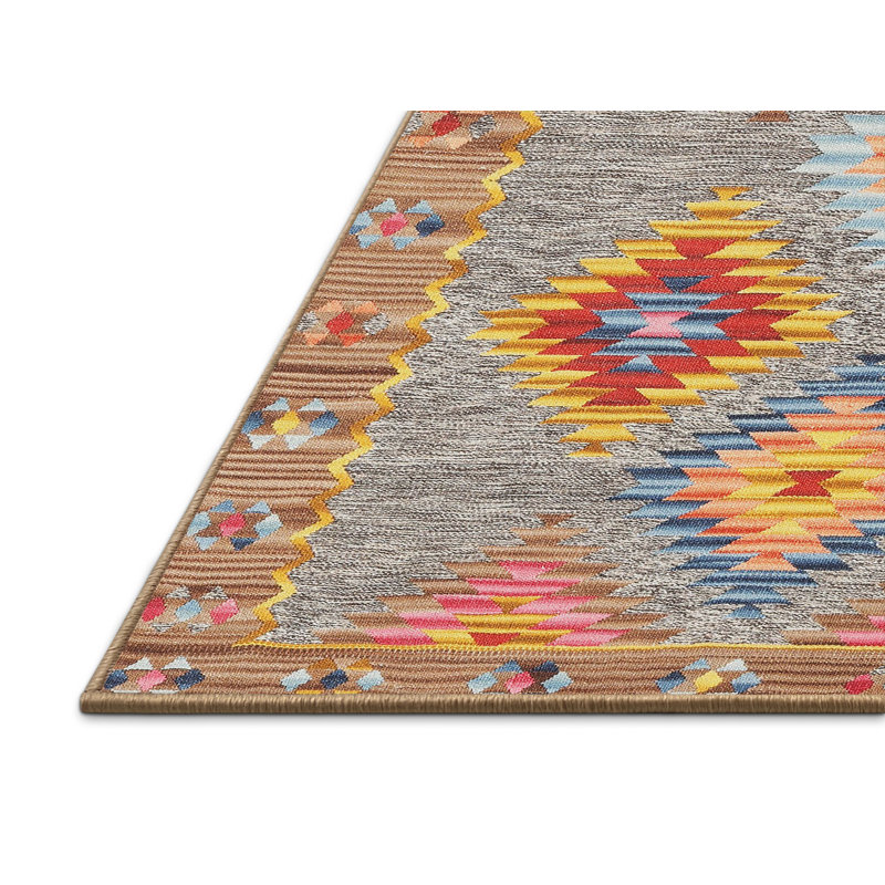 Tapis contemporain rouge / vert, Rectangle 8 pi x 12 pi