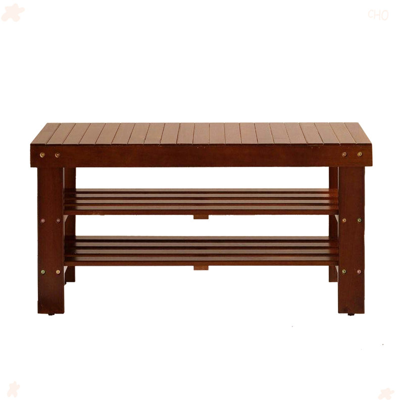 Banc à chaussures en bois massif pour le salon, Cerisier