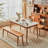 White Rectangular Stone with Solid Dining Table For Dining Room/Kitchen-654389735-654389734