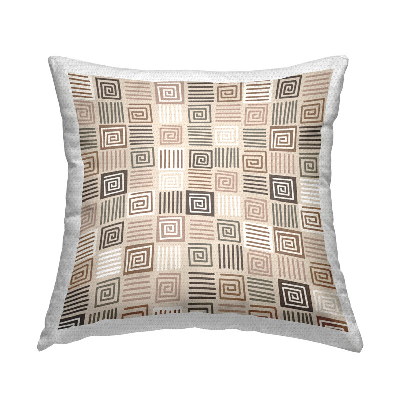 Coussin d'extérieur imprimé moderne à motif de spirales boho moderne par House of Rose