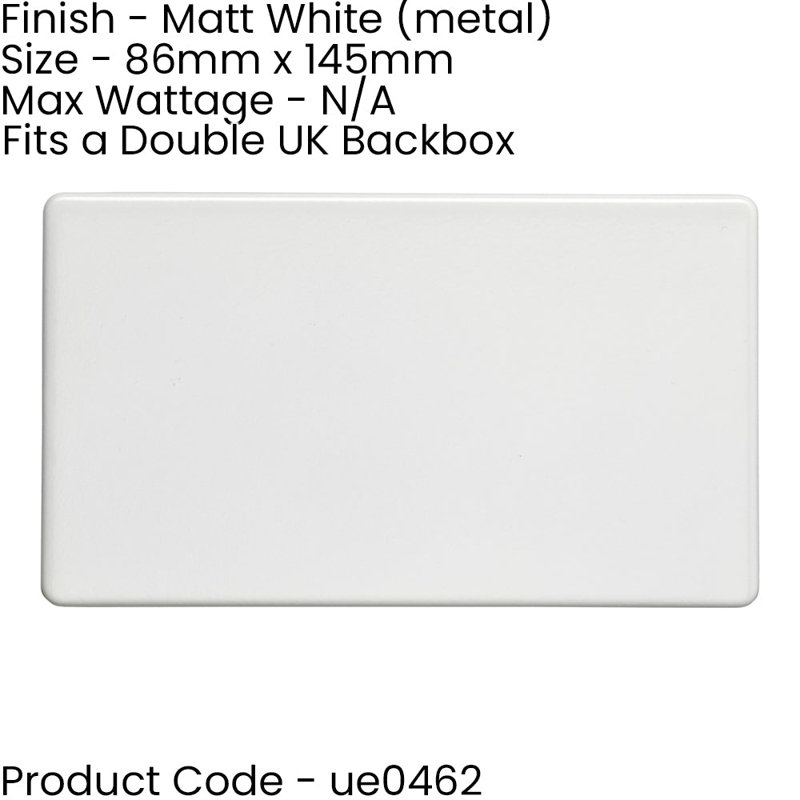 Double SCREWLESS  Blanking Plate Round Edged Wall Box Hole Cover, White, White