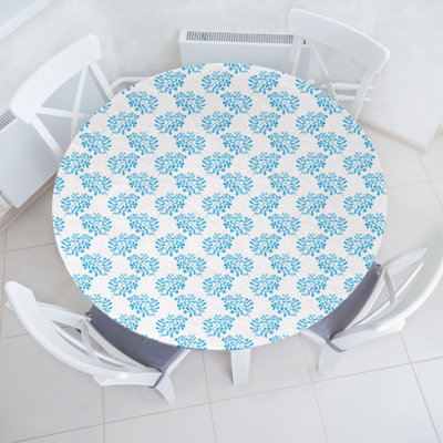 Bungalow Rose Christmas Fitted Round Tablecloth Deep Sky Blue White -  E19C7D022C4441599924168E980C707B