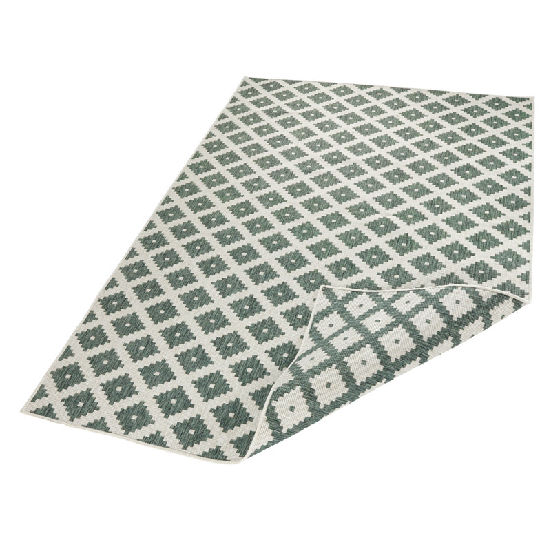 Nizza Flatweave Green Rug, Rectangular 80 x 150cm