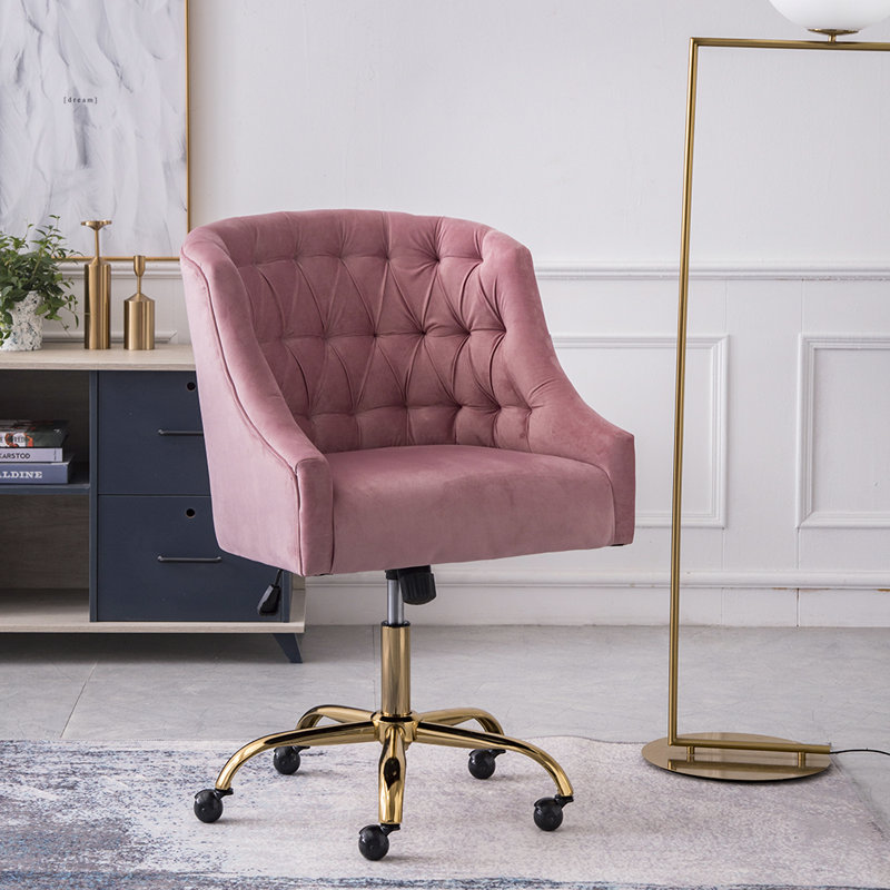 Amari Velvet Office Chair, Pink