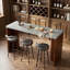 Table de bar 55 po pour 4-6 personnes avec plateau en faux marbre, table de pub rectangulaire à hauteur de comptoir moderne-1862115299