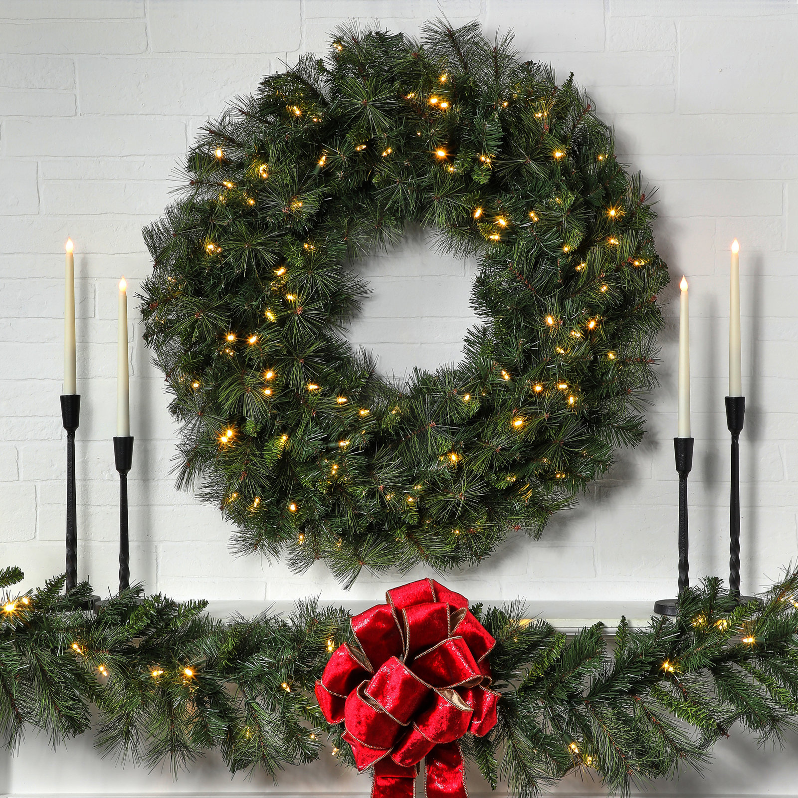 Surrey Pre-Lit Wreath, 36" H x 36" W x 7" D