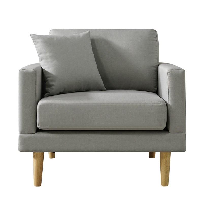 Fauteuil de 34 po de large Murnie, Mélange de polyester gris clair