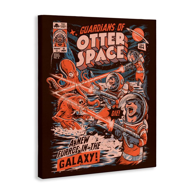 Gardiens de la toile rétro loutre, conception par EduEly Designs, H 30 po x l 24 po