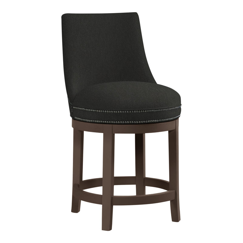 Vesper Upholstered Counter Stool with Solid Wood Frame, Hazelnut, Perigold Iguazu Noir