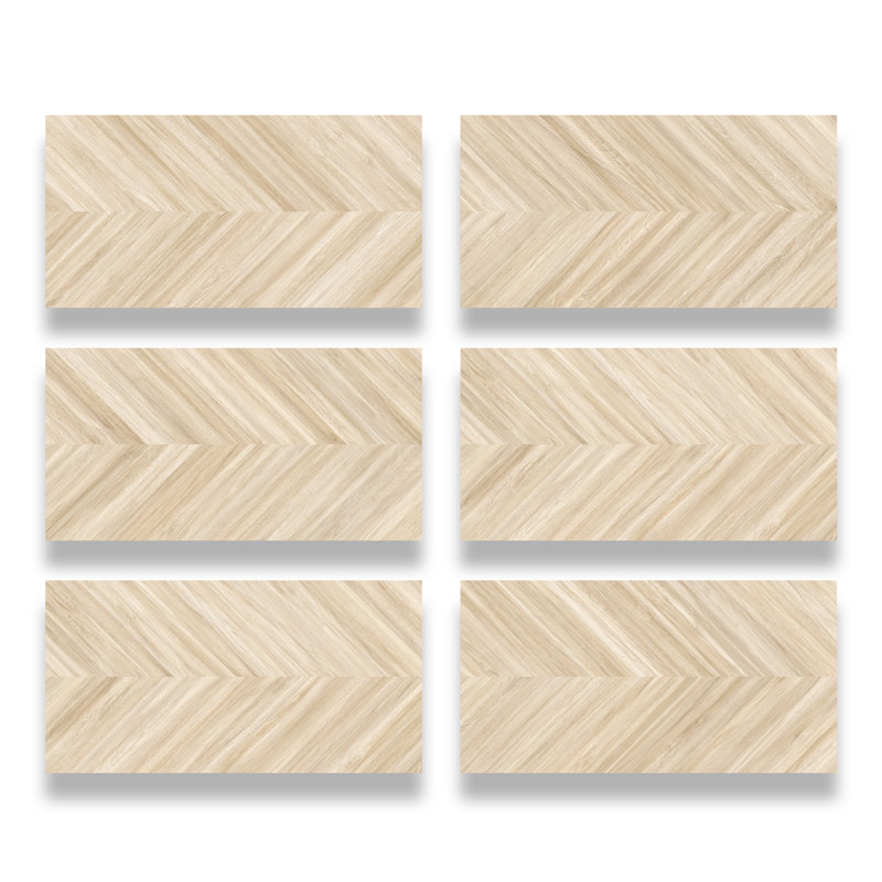 Carreau de porcelaine pour plancher et mur à aspect chevron espagnol 24 po x 48 po (2 PCS, 15,5 pieds carrés / caisse), Beige