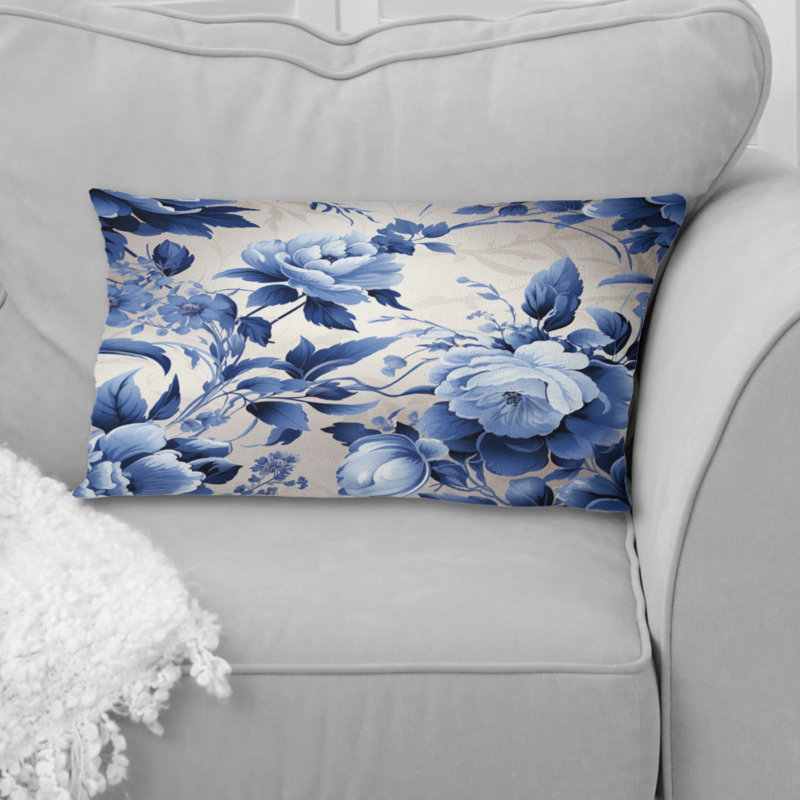 Cameo bleu Cobalo Cameo Victorian Motif II - coussin à imprimé floral
