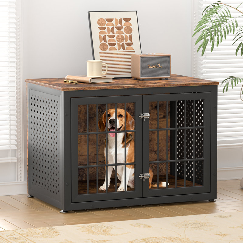 Mobilier de caisse robuste pour chien de 38 pouces, table de bout décorative pour animal de compagnie, cage en bois pour chenil pour très grands chiens