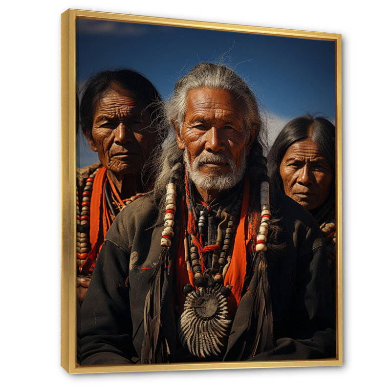 Nomades de l'Ouest désert sur toile, Cadre flottant doré, H 44 po x l 34 po x P 1,5 po