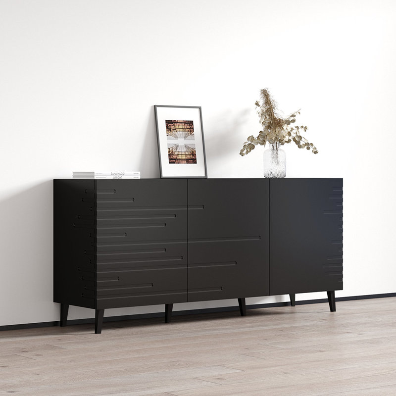 Nova 61'' Matte Black Modern Sideboard Buffet Credenza