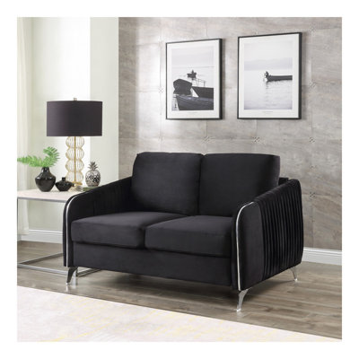 Causeuse moderne chic 54 "en velours noir Hathaway