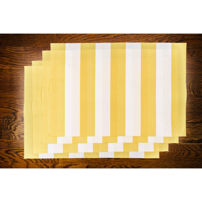 Cabana Polyester Striped Rectangle Placemat, Yellow