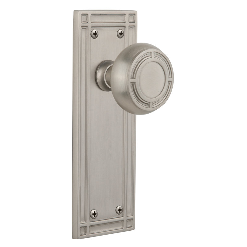 Mission Plate with Mission Door Knob, Satin Nickel