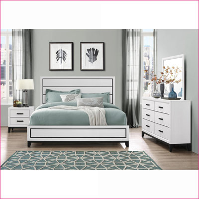5-Piece King Bedroom Set, Classic Ivory Finish | Rubber Wood | Double Dressers