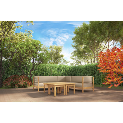 Leon 7-piece Teak Outdoor Sectional Deep Seating Set with Sunbrella Cushions -  Curated Maison, CMS-SSE-CF