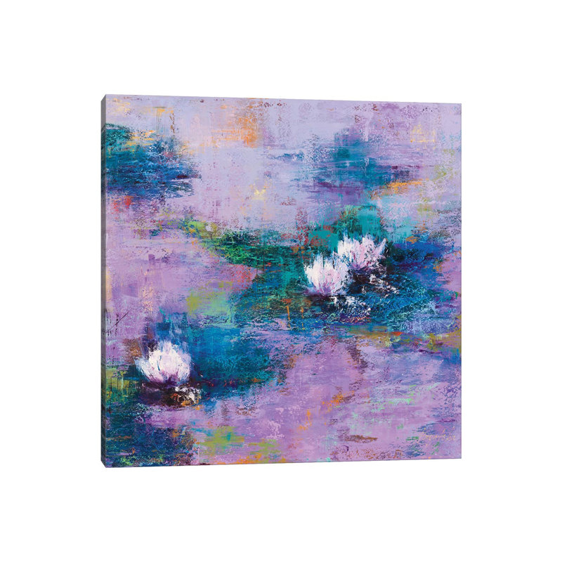 « Purple pond » par Olena-impression de peinture, Pas de tapis, Toile tendue, H 12 po x l 12 po x P 0,75 po