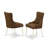 3 Piece Dining Room Furniture Set Contains a Round Dining Table with Dropleaf and 2 dark coffee Linen Fabric Upholstered Chairs, Linen White-385186273-385186272