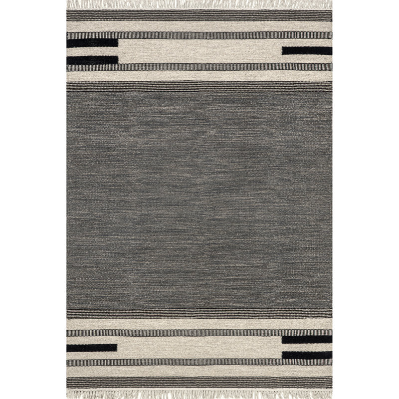 Tapis noir en laine Brooklyn, Rectangle de 5 pi x 8 pi