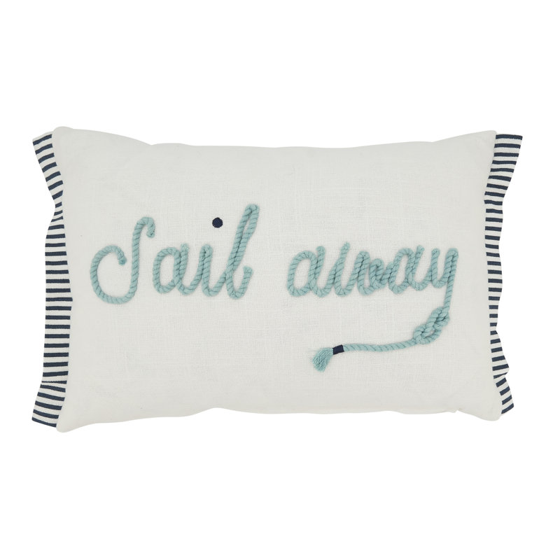 Nautical Off-White Cotton Down Throw Pillow, 12"x18"