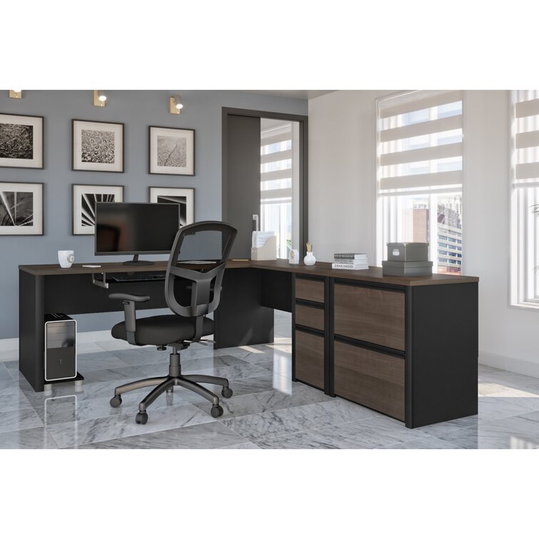 Ridgeley U-Shaped Desk with Storage Hutch and Utility Drawers- 65