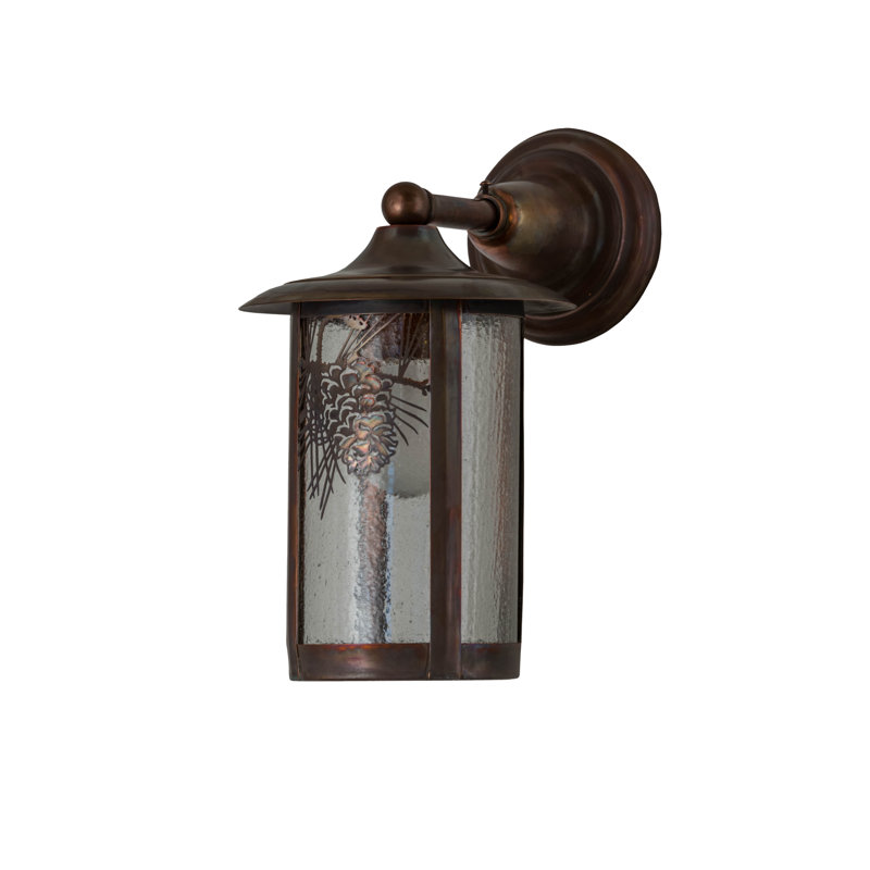 1 - Light Outdoor Wall Lantern, Clear Seedy, Vintage Copper