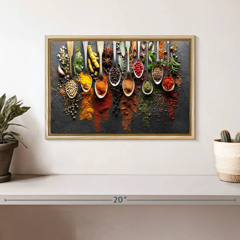Choix d'épices, Cadre flottant en bois naturel, 37 po x 25 po