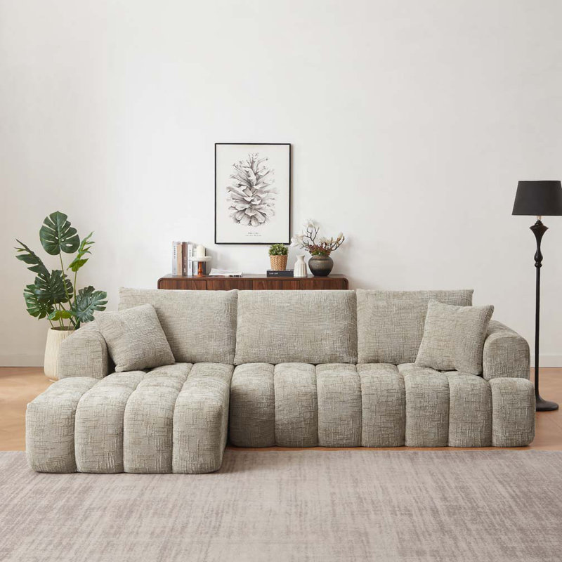 Canapé modulaire Boneless de 108,3 po pour le salon - Canapé modulaire moderne sans os, canapé rembourré en forme de L, canapé modulaire surdimensionné à 3 sièges profonds