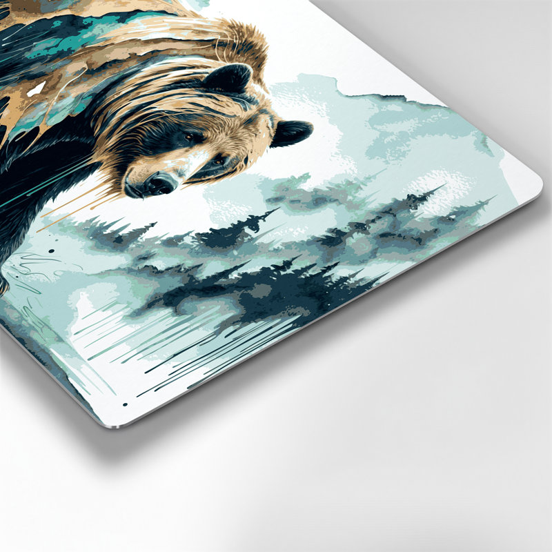 Art mural en forme de faune avec ours vert, 16" H x 20" W