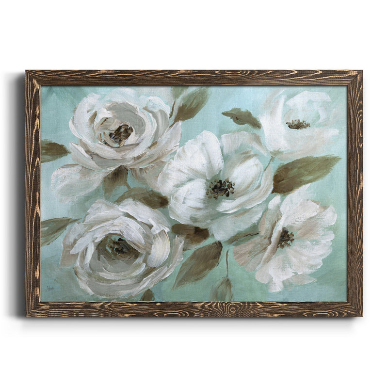 Jade Garden - Peinture sur toile encadrée, H 20 po x l 17 po x P 1,5 po, Toile avec cadre en noyer