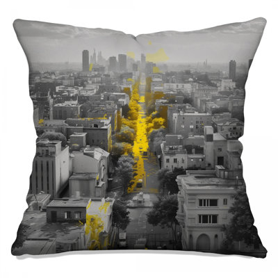 Black White Skyline Double Sided Throw Pillows