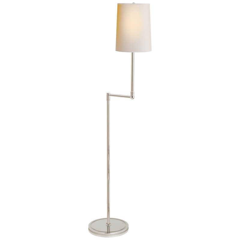 Ziyi Swing Arm Floor Lamp, Polished Nickel