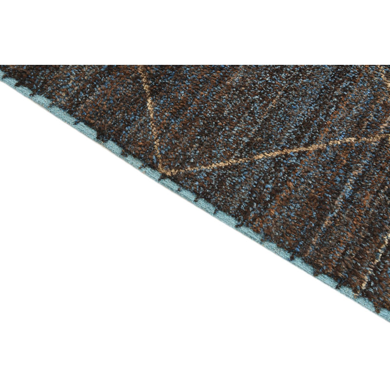Tapis bleu et brun 8 x 11 Pinson