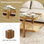 Table basse rustique à 2 niveaux avec tablette de rangement en verre trempé 