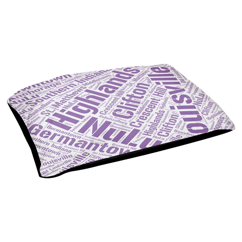 Coussin de chien « districts », Moyen (H 9,5 po x l 28 po x P 18 po), Mauve, Louisville