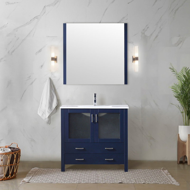 Meuble-lavabo avec comptoir en céramique blanche, Marine
