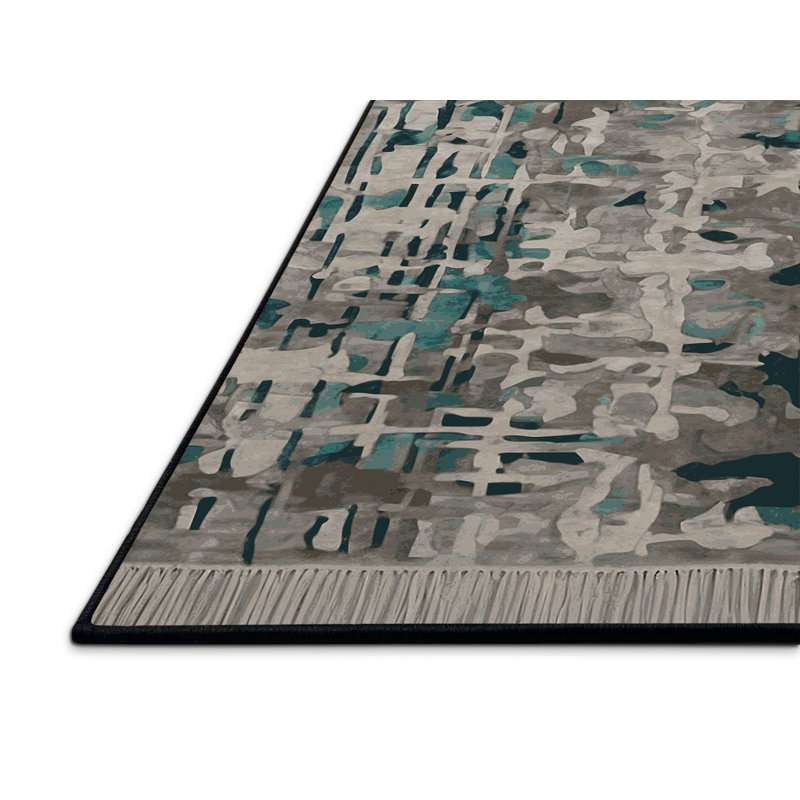 Tapis gris soyeux et moelleux, Rectangle 6 pi x 9 pi